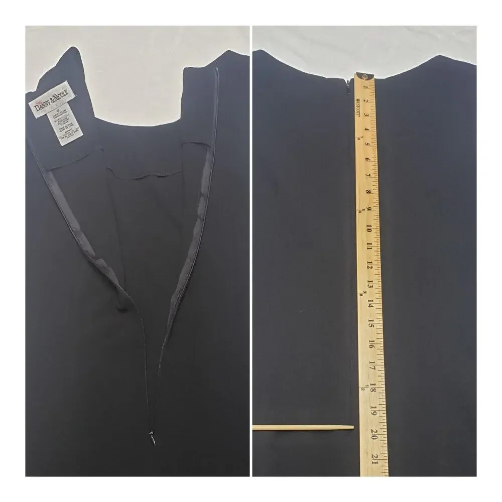 Danny & Nicole Black Sheath Dress Sz 12 Minimalist Y2K Corporate Chic Goth LBD